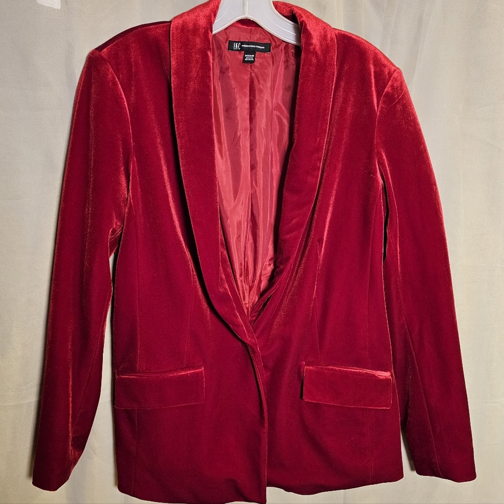 INC International Concepts Scarlet Velvet Blazer